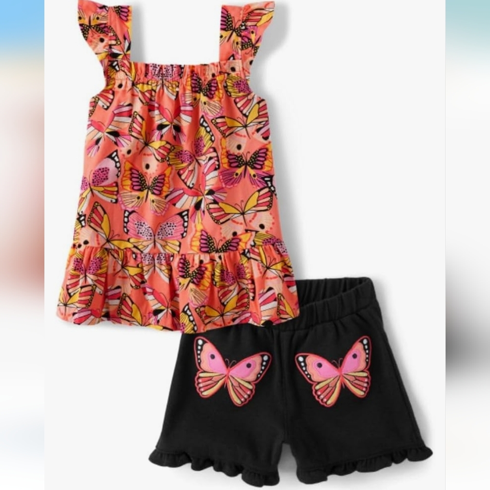 Gymboree Sleeveless Butterfly Print Top and Shorts Set